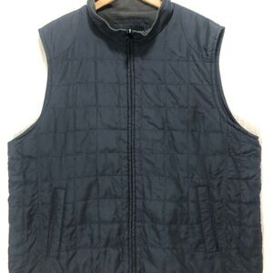 Van Heusen Studio Mens XXL Navy Blue Quilted Full Zip Fleece Lined Puffer Vest